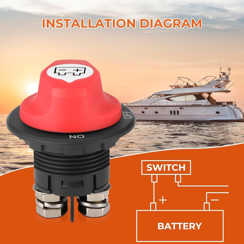 ISINFLASH Battery Disconnect Swicth 12-48V, Battery Master Cut Shut Off Isolator Switch for Marine Boat RV ATV Car Utv Vehicle, Max 32V DC 100A Cont 150A Power Battery Switches (On-Off-Out) (100A) - Image 5